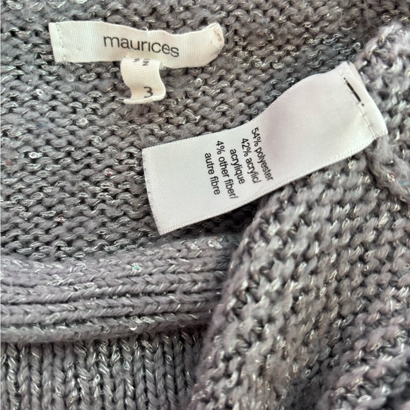Maurices Gray Sparkle Silver Knit Sweater Diamond Pattern Sleeves Size 3X - Picture 4 of 4